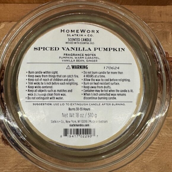 HomeWorx by Slatkin & Co Spiced Vanilla Pumpkin 18oz 4 Wick Candle - Picture 4 of 4